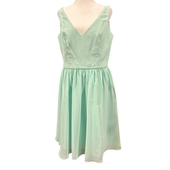 ALFRED ANGELO AQUA MINT CHIFFON LACE BRIDESMAID PROM PARTY DRESS 12 NWT - Picture 3 of 10
